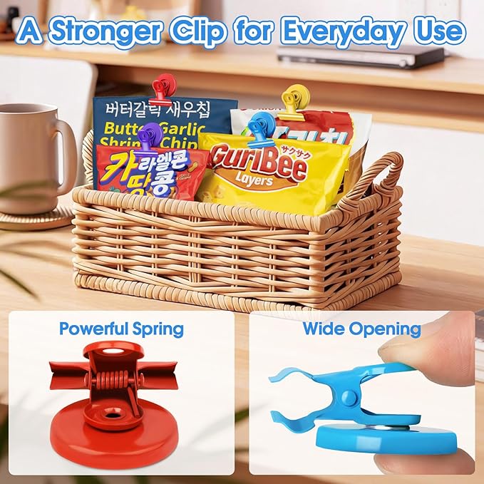 Grtard 60 Pack Magnetic Clips Heavy Duty, Magnet Clips for Fridge, Refrigerator Magnets with Clip, No-Scratch Strong Magnetic Clip for Refrigerator, Whiteboard, Cruise Cabins, Locker (Colorful)