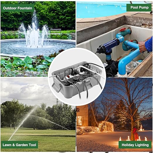 Flemoon Large Outdoor Electrical Box with Transparent Lid, IP54 Waterproof Box with Clear Cover, Weatherproof Extension Cord Cover for Photocell Light Sensor Timer, Power Strip, Outlet, Plug, Socket