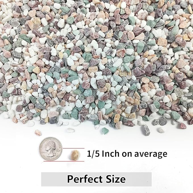 YISZM 2LB Succulent and Cactus Gravel Pebbles, 1/5 Inch Natural Decorative Polished Stones, River Rocks for Vases Gardening Indoor and Outdoor Decorative Rocks, Colorful