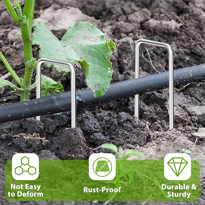 Landscape Staples 12 Inch, 12/25/50/100/200 Pack U-Shaped Galvanized Garden Stakes, 8 Gauge Heavy Duty Ground Stakes for Outdoor Decorations, Fixed Irigation Tubing, Fence,Weed Barrier Fabric