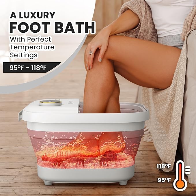 GIDEON Foot Spa Massager & Heated Foot Bath, Luxury Therapeutic Massager with Lights and Bubbles