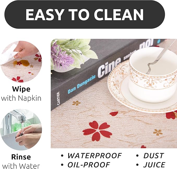 RAY STAR 18X96 Inch Shelf Liner for Kitchen Cabinets, Non-Adhesive Cabinet Liner Washable, PVC Drawer Liner for Dresser Non-Slip Bathroom (Red Floral)(1 Roll)
