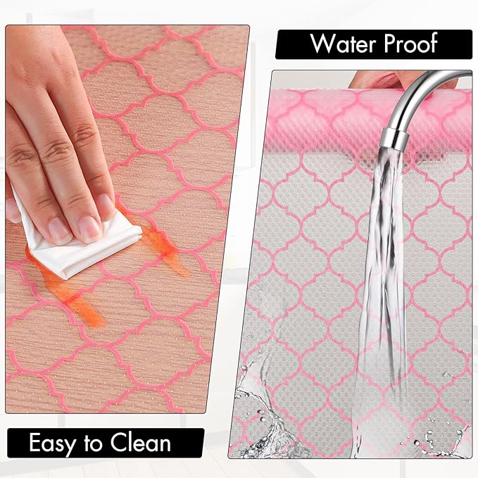 Cooyes Shelf Liner, Non-Adhesive Drawer and Cabinet Liner, EVA Washable Oil-Proof Shelf Paper for Kitchen Cabinets, Refrigerator, Storage, Desks with Modern Pattern