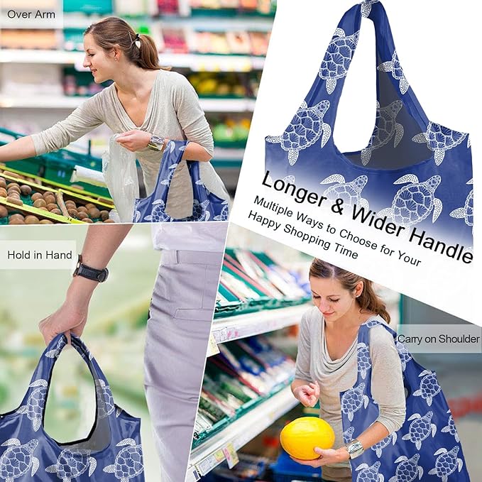 BeeGreen Polka Dot Reusable-Grocery-Gifts-Bags-Foldable-Machine-Washable Black Shopping-Bags Extra Large Reusable Bags Totes 66 Lbs Ultra-Lightweight Polyester Fabric