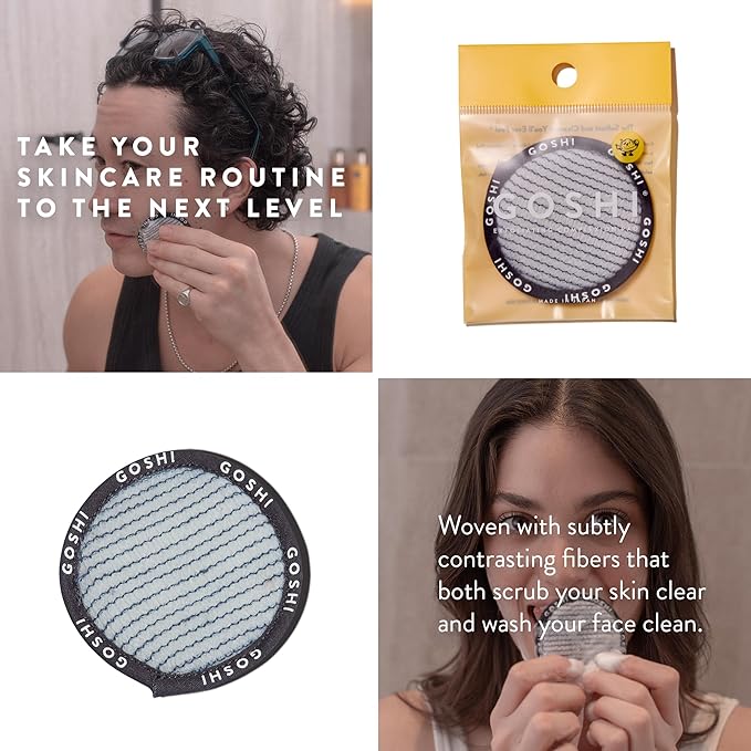 GOSHI Exfoliating Complexion Pads - Reusable, Rapid-Drying, Soft Exfoliating Face Scrubber for All Skin Types - Red - Made in Japan