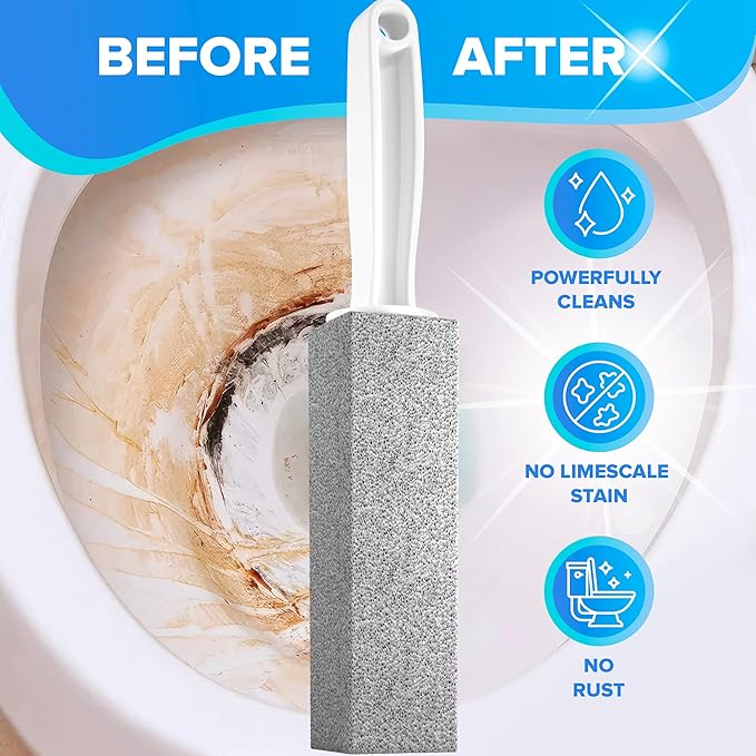 DISIWENE Pumice Cleaning Stone with Handle Toilet Bowl Cleaner Hard Water Ring Remover for Bath/Pool/Kitchen/Household Cleaning (2, 2 Pack with Handle)