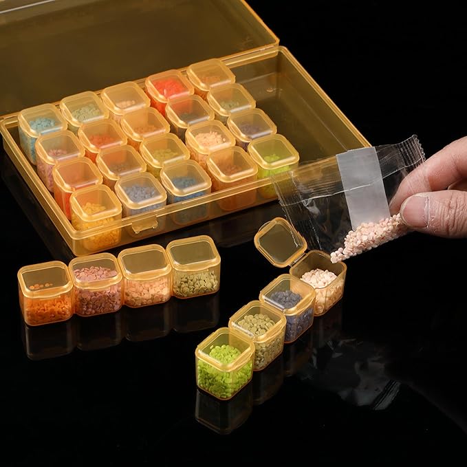 Mr. Pen - Bead Storage Containers, 28 Grids, 2 Pack, Transparent Orange Small Bead Organizer Box