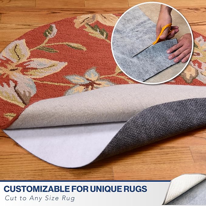 Teebaud 5' x 7' Non-Slip Rug Pad, Reversible Gripper, Non Skid Pads for Hardwood, Vinyl, Tile, Laminate Floors, Keep Area Rugs Secure, Natural Materials Safe for Indoor Flooring, ¼” Thick