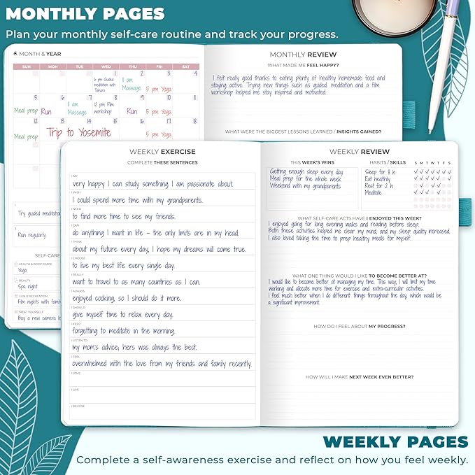 Clever Fox Self-Care Journal – Wellness & Daily Reflection Notebook – Mental Health & Personal Development – Self-Care, Meditation & Mood Journal for Women & Men – Large (Aquamarine)