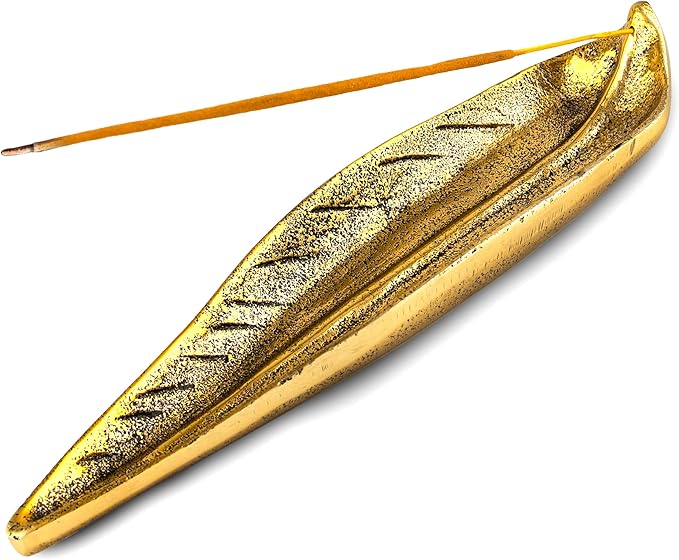 Raajsee Incense Holder Set with Nag Champa Incense Sticks 15gm,Curve Leaf Incense Stick Burner, Brass Incense Burner,Modern Stick Incense Holder for Yoga, Meditation,Home Décor Size 10x3 inch