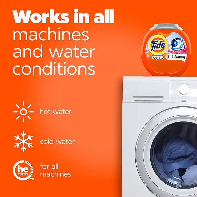 Tide PODS Laundry Detergent Soap with Downy 4-in-1 Stain Remover Freshness Softness Detergent pacs, April Fresh Scent, 32 Count