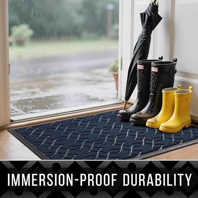 Yimobra Large Door Mat 47x24, All-Season Waterproof Doormat Outdoor Entrance, Heavy Duty Non-Slip Outside Door Mat for Garage Patio Porch Entryway Indoor, Easy Clean, Blue