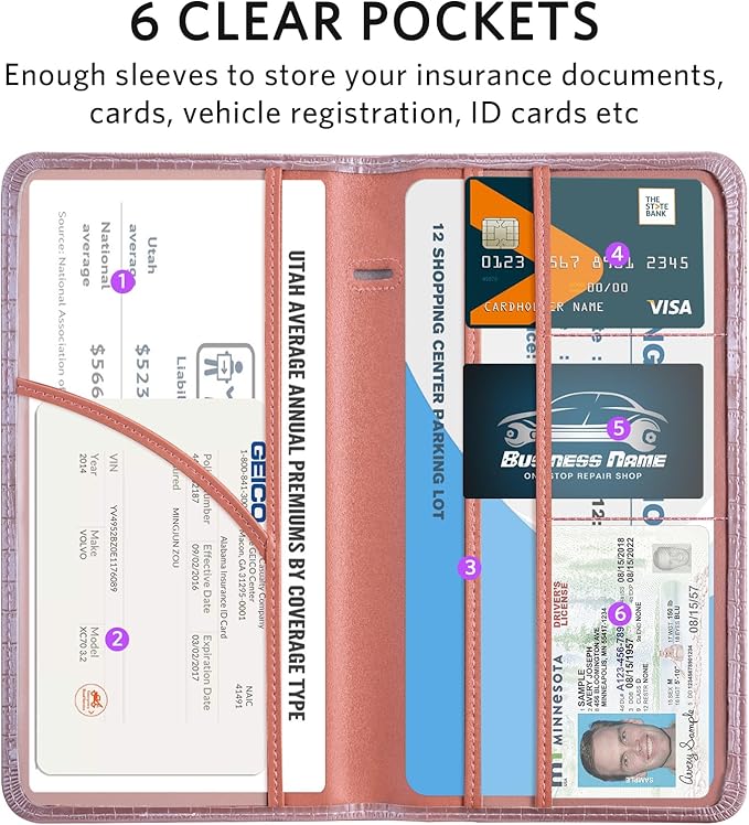 CoBak Car Registration and Insurance Holder - Vehicle Glove Box Car Organizer, Auto Truck Compartment Accessories Case with Magnetic Closure for Driver License, Cards