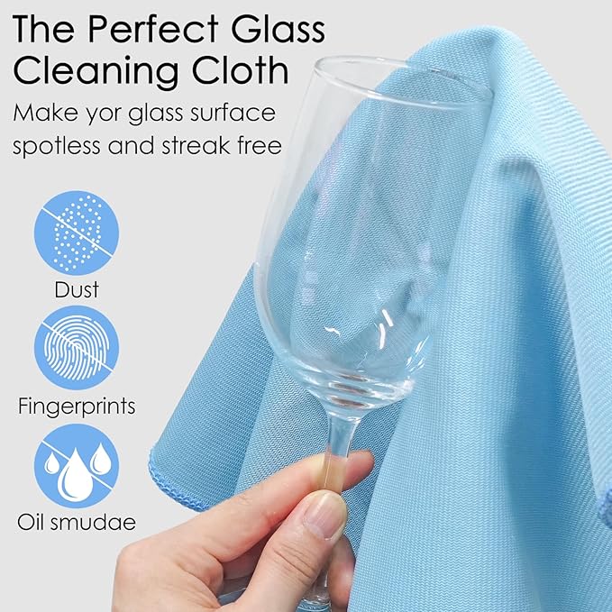 24 Pack Microfiber Glass Cleaning Cloth 16 Inch X 16 Inch Polishing Cloths Glass Cleaning Towel Lint Free Cloth for Cleaning Windows, Glasses, Mirrors, Windshields, Stainless Steel