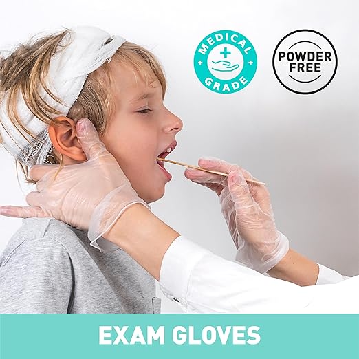 OKIAAS Disposable Gloves XL, Food Safe| Latex-Free and Powder-Free Clear Vinyl Gloves for Cooking, Food Prep, Household Cleaning | Medium,100 Counts/Box