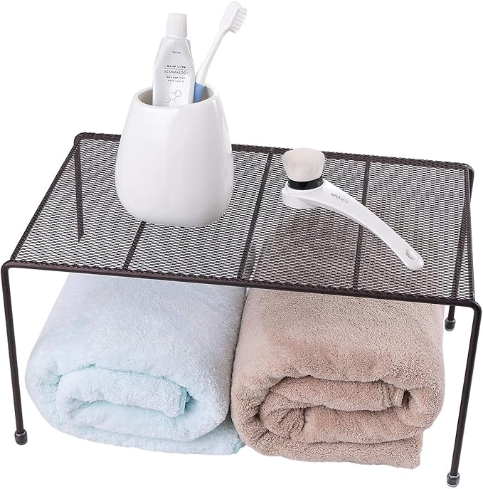 yaenoei Expandable Stackable Kitchen Cabinet and Counter Shelf Organizer, Kitchen Shelves, Cabinet Organization, Bronze