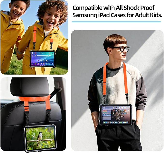 Adjustable Shoulder Strap: Comfortable iPad Strap Nylon Neck Lanyard for iPad/Samsung Tablet Case, Camera Binocular Crossbody Laptop Luggage Bag (Orange)