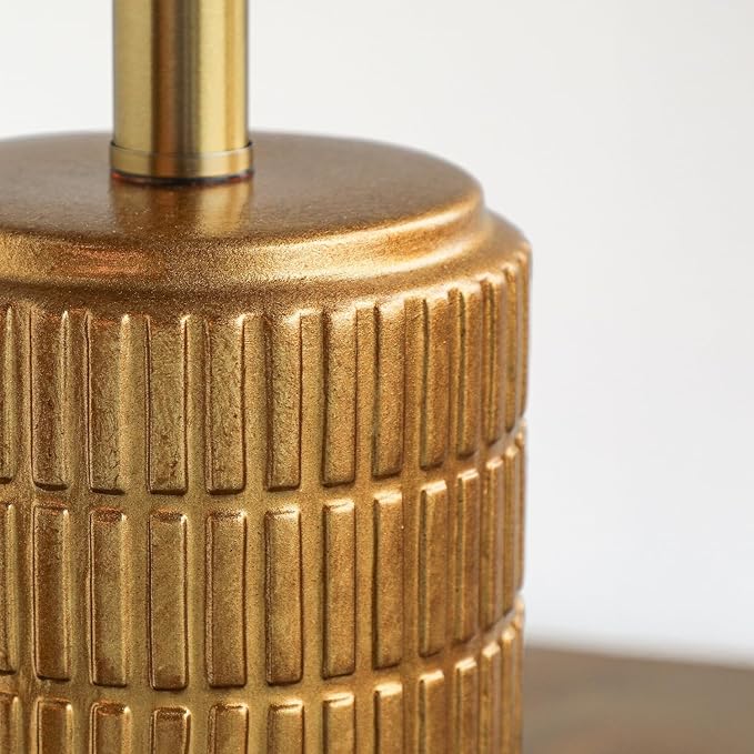 PoKat 23" Brass Gold Ceramic Table Lamps for Living Room, Retro Warm Gold Lamps for Night Stands, Vintage Bronze Decorative Lamps for Bedroom, Antique Gold Brown Nightstand Lamps for Home Decor