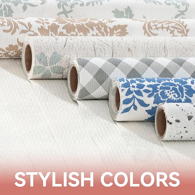 RAY STAR Shelf Liner, Non Adhesive Sage Green Damask Floral Kitchen Cabinet Liner for Pantry Drawer Pantry, Non Slip Waterproof, Shelf Liners for Kitchen Cabinets Cupboard 12 Inch x 10 FT (2 Rolls)