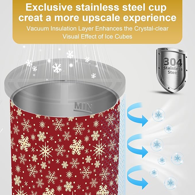 Clear Ice Cube Maker - 2.5" Round Ball - Stainless Steel Clear Ice Cube Molds - Sphere Mold & Christmas Gift for Cocktails, Drinks & Bourbon, Whiskey Gifts for Men Women Dad(2 Packs)