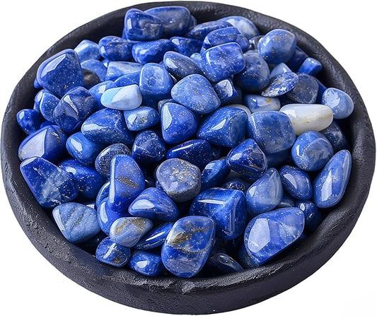 Polished Lapis Lazuli Crystals - 0.5" 10 oz Handpicked Natural Tumbled Gemstones Rocks, Pebbles for Reiki, Chakra, Healing Home Decor