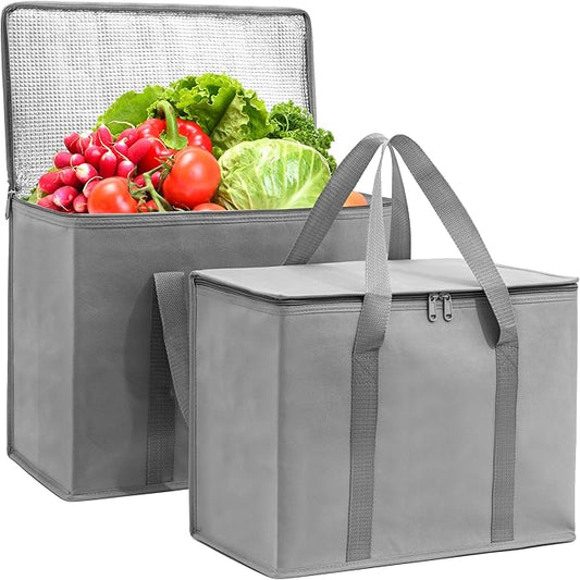 Carrywell Insulated Reusable Grocery Bags, Catering and Delivery Bag For Hot and Cold Food, Collapsible Thermal Tote For Doordash, Not-Made In China