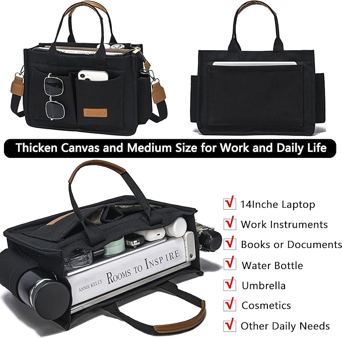 Canvas Tote Bag for Women,Women's Bags Crossbody Bags Work Laptop Tote Bag Large Handbags Purse for Travel Nurse Teacher