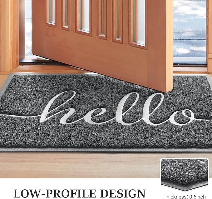 Door Mat (36"x24",Dark Grey), Welcome Mat Low Profile Front Doormat Non Slip Mats for Entryway, Patio, High Traffic Areas