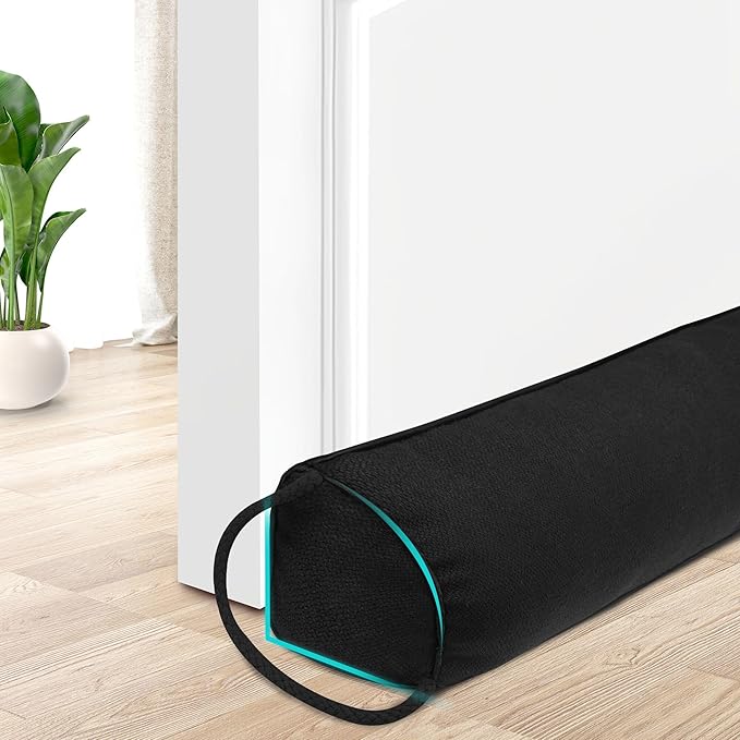 TORRAMI Under Door Draft Stoppers 32 Inch, Heavy Triangle Stop Draft Block Cold Air/Wind/Breeze Noise Blocker Door Sweeps Weather Stripping Bottom Seal Black