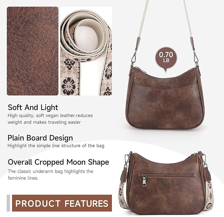 APHISON Trendy Leather Crossbody Purse with Adjustable Strap, Women's Shoulder Handbag