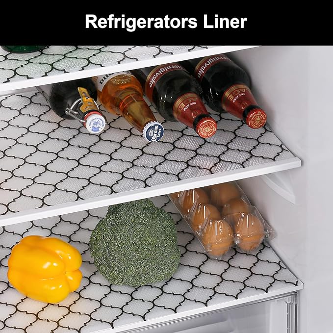 Cooyes Shelf Liner, Non-Adhesive Drawer and Cabinet Liner, EVA Washable Oil-Proof Shelf Paper for Kitchen Cabinets, Refrigerator, Storage, Desks with Modern Pattern