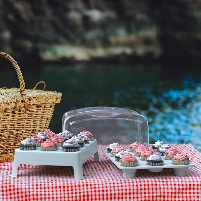 Top Shelf Elements MINI Cupcake Box. NOT For Standard Size Cupcakes. Fashionable Green Carrier Holds 24 MINI-Size Cupcakes, Cupcake Traveler,