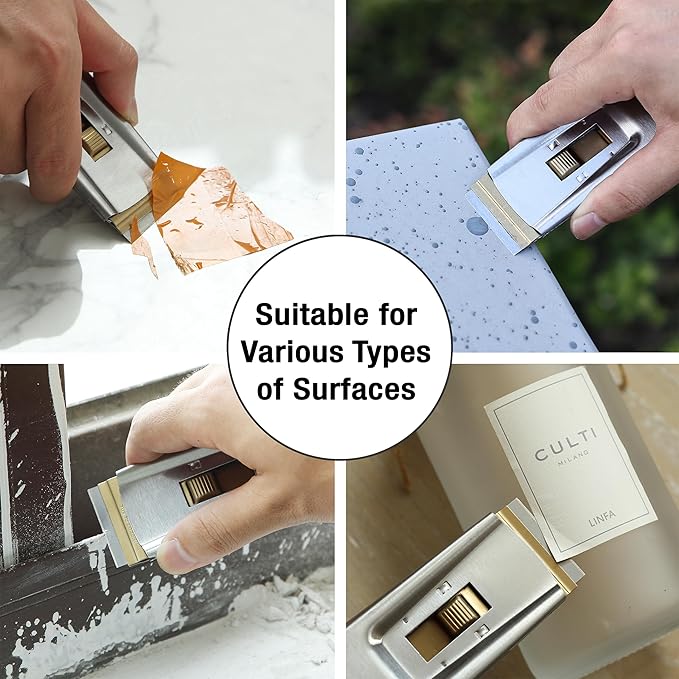 Bates- Metal Razor Blade Scraper Tool, 10 Pack, 100 Extra Blades, Stainless Steel Heavy-Duty Cleaning Razor Scraper Tool