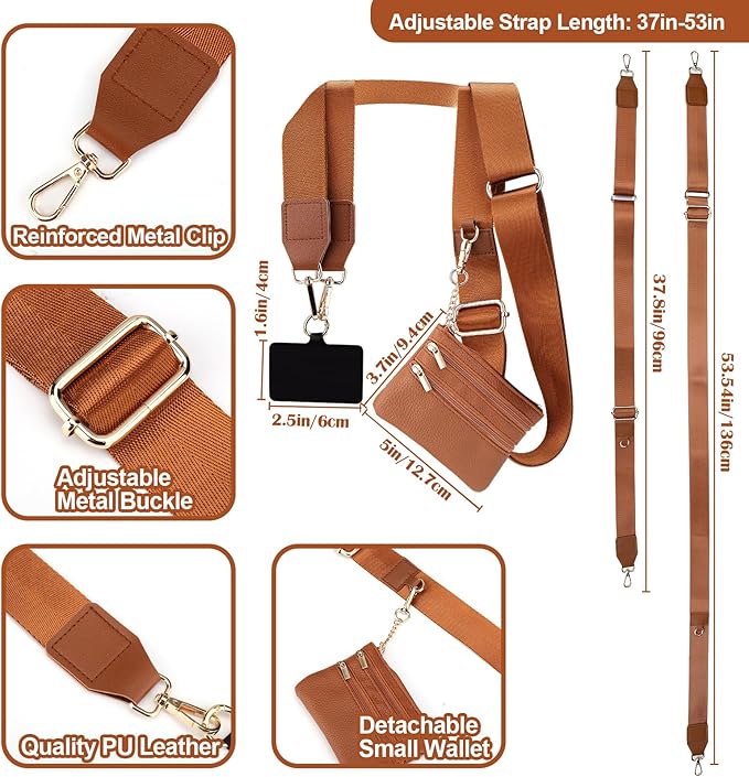 XANGNIER Clip and Go Phone Strap with Wallet Crossbody, Phone Strap with Zippered Wallet, Adjustable Anti-Theft Cellphone Lanyard for Women, Cellphone Chain Accessories, Multicolor 13