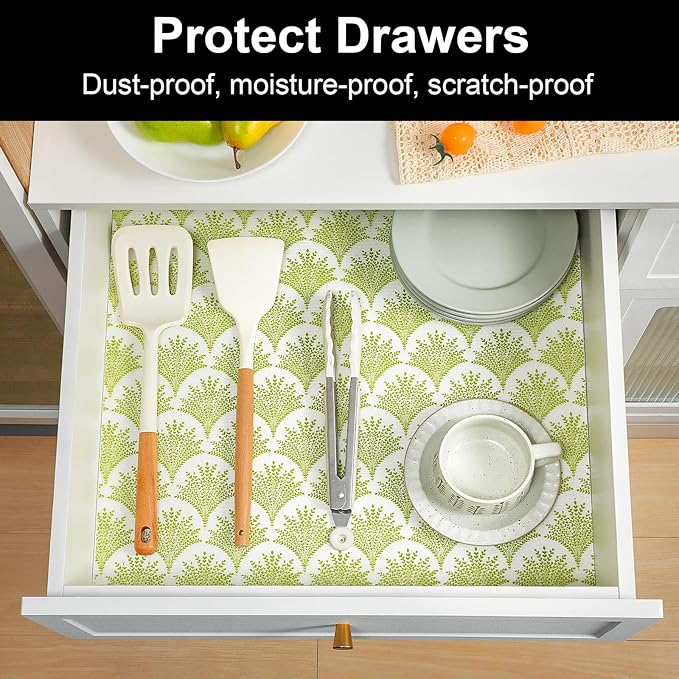 Cooyes Shelf Liners for Kitchen Cabinets, Refrigerator Liners Waterproof & Oil-Proof Kitchen Cupboard Liner Drawer Mats EVA Material Non Adhesive Fridge Liner for Shelves（23.6" W x 236" L）