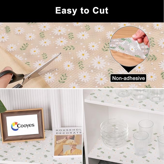 Cooyes Shelf Liner – Premium Non-Adhesive Cabinet & Drawer Liner for Kitchen – Waterproof Shelf Paper with Modern Pattern – Durable EVA Cabinet Mat – Easy to Cut (23.6" W x 118" L)
