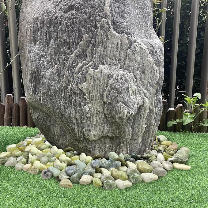 40lbs Jade River Rocks for Landscaping, 1-2 Inch Natural Pebbles for Indoor Plants, High Polished Decorative Stones Garden Outdoor and Indoor DIY Vase Filler Fish Tank Aquariums