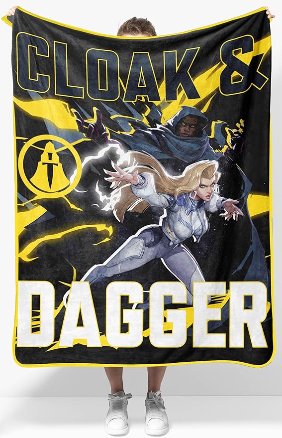 Jay Franco Kids Plush Throw Blanket – Soft & Cozy Fleece Throw for Bedroom & Couch Décor, Official Licensed Product, Multi - Marvel Rivals Clock & Dagger, 40x50 - Travel Blanket
