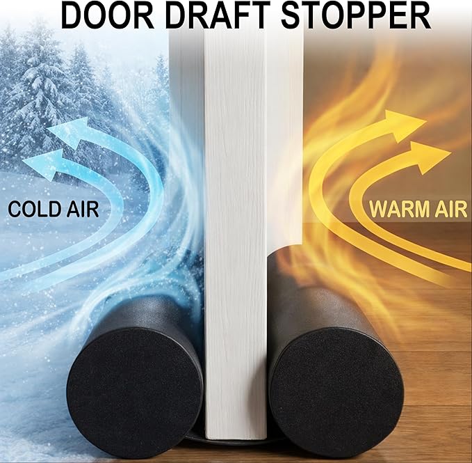 MAXTID 32" Black Door Air Draft Stopper - Wind Blocker for Bedroom Doors & Small Apartments