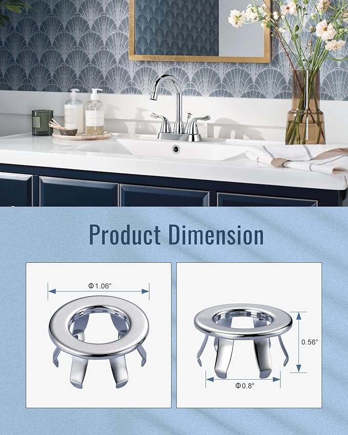 ARCORA Sink Overflow Ring Chrome: 2 Pack Solid Brass Bathroom Vessel Sink Overflow Cover Basin Trim Ring Hole Insert Caps