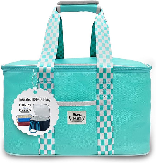 Fancy Panz - Aqua Insulated Casserole Carrier Bag - Insulated Thermal Bags for Hot & Cold Food Holds 2 Standard Size Fancy Panz - 2 Pockets - Food Container - Hosting Essentials