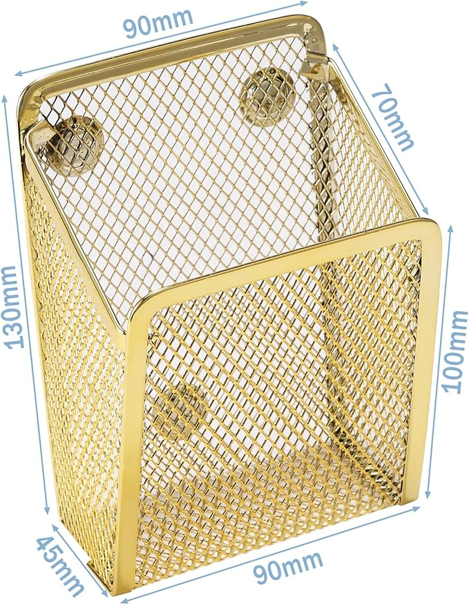 Magnetic Pencil Holder,Mesh Stainless Steel Pen Basket, Metal Writing Utensil Storage Organizer for Whiteboard,Blackboard,Kitchen, Locker, Home, or Office
