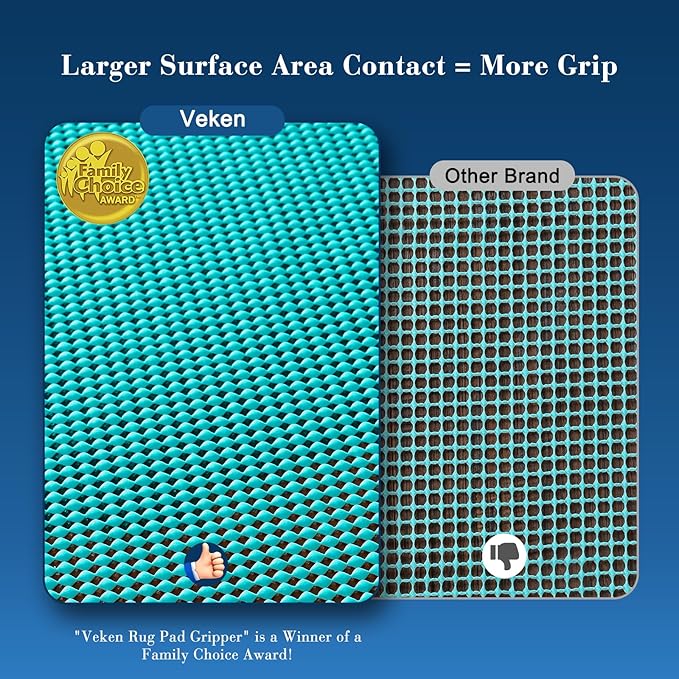 Veken Runner Rug Pad Gripper for Hardwood Floors, Non Slip 2x6 Ft Cyan Rug Pads for Area Rugs, Thick Rug Grippers for Tile Floors, Under Carpet Anti Skid Mat, Keep Your Rugs Safe and in Place
