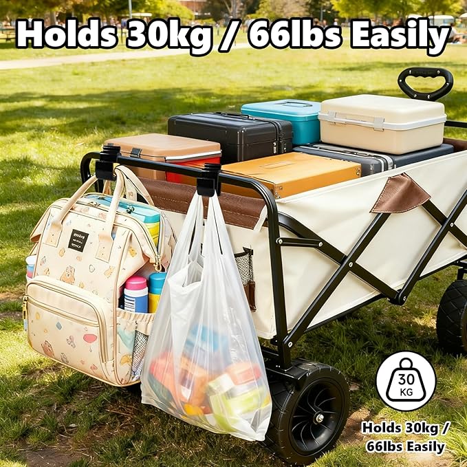 Universal Wagon Accessories, Upgraded Side Hooks with 30kg Load Capacity - Sturdy Stroller Hooks & Space-Saving Travel Organizer for All Stroller Wagons (4 PCS)