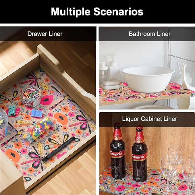 Cooyes Shelf Liner – Non-Slip Cabinet & Drawer Liner for Kitchen – Non-Adhesive Waterproof Shelf Paper with Modern Pattern – Durable EVA Cabinet Mat – Easy to Cut (Amethyst,23.6" W x 236" L)