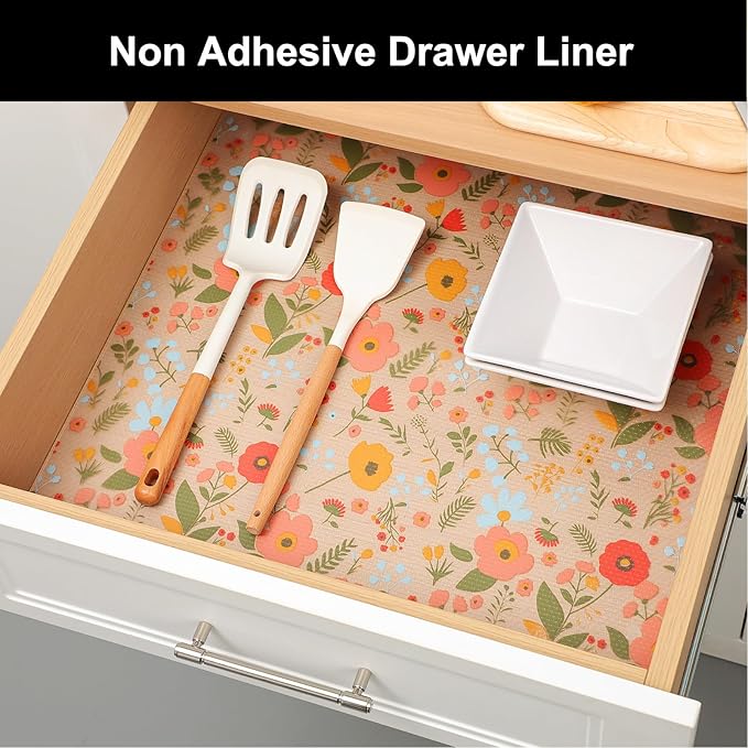 Cooyes Shelf Liner – Premium Non-Adhesive Cabinet & Drawer Liner for Kitchen – Waterproof Shelf Paper with Modern Pattern – Durable EVA Cabinet Mat – Easy to Cut (11.8" W x 360" L)