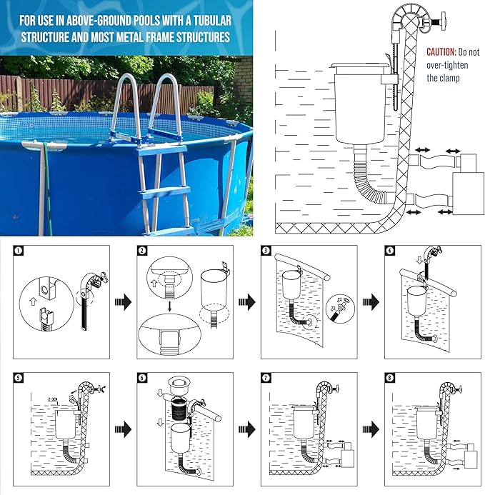 U.S. Pool Supply Pool Skimmer - Above Ground Pool Skimmer, Floating Pool Surface Skimmer, Pool Accessories - Clean Debris Basket, Wall Mount, Attaches to Inflatable Collars, Tubular and Metal Frames