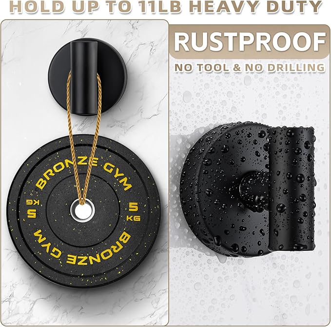 Suction Cup Hooks for Shower - Bathroom Reusable Hooks for Towels, Robes & Loofah - No-Drill Mounting on Kitchen,Walls,Metal,Glass,Mirrors,Tile & Smooth Non-Porous Surfaces (2, Matte Black)