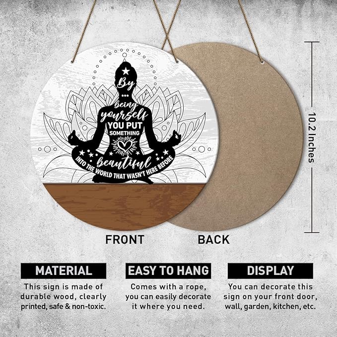 Meditation Room Decor Sign, Yoga Studio Wall Decoration Home Gym Spiritual Room Zen Den Hanging Decor Sign, Please Do Not Disturb Sign, Gifts for Yoga Instructor Lover, By Being Yourself