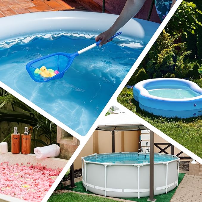 Mowend Swimming Pool Skimmer Net 26.8 inches, Leaf Rake Net with Fine Aluminum Pole for Fast Cleaning Ponds, Hot Tub, and Spas, Pool Cleaner Supplies and Accessories